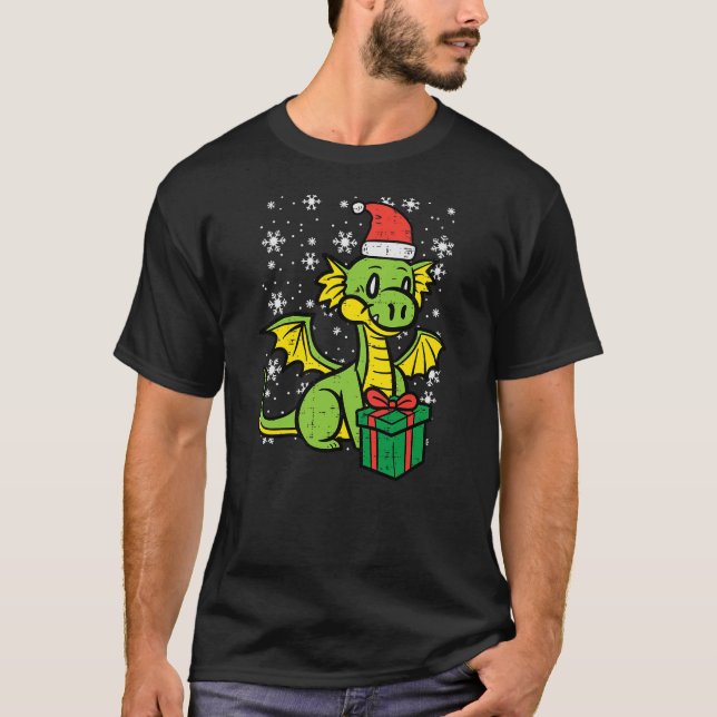 Christmas Dragon Santa Cute Xmas Boys Girls Kids T T-Shirt (Front)