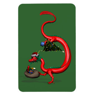Christmas Dragon Santa Magnet