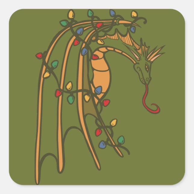Christmas Dragon Square Sticker (Front)