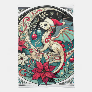 Christmas Dragon Tea Towel