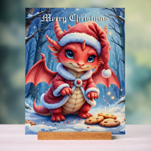 Christmas dragon, too cute to arrest, acrylic sign