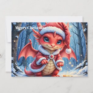 Christmas dragon, too cute to arrest, holiday card