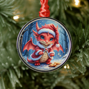 Christmas dragon, too cute to arrest, metal tree decoration