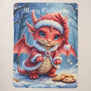 Christmas dragon, too cute to arrest, sherpa blanket