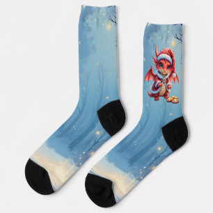 Christmas dragon, too cute to arrest,  socks