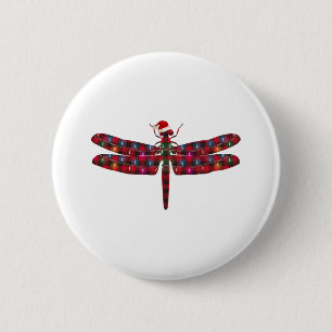 Christmas Dragonfly 6 Cm Round Badge