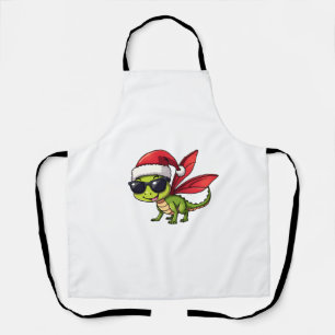 Christmas Dragonfly Santa Hat Funny Xmas Kids Apron