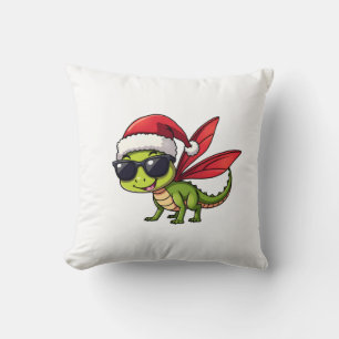 Christmas Dragonfly Santa Hat Funny Xmas Kids Cushion