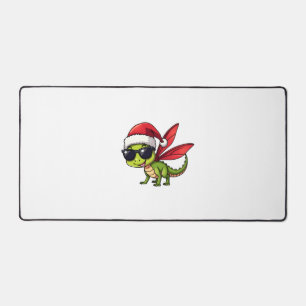 Christmas Dragonfly Santa Hat Funny Xmas Kids Desk Mat