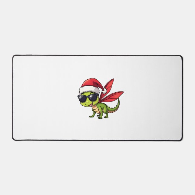 Christmas Dragonfly Santa Hat Funny Xmas Kids Desk Mat (Front)