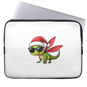 Christmas Dragonfly Santa Hat Funny Xmas Kids Laptop Sleeve