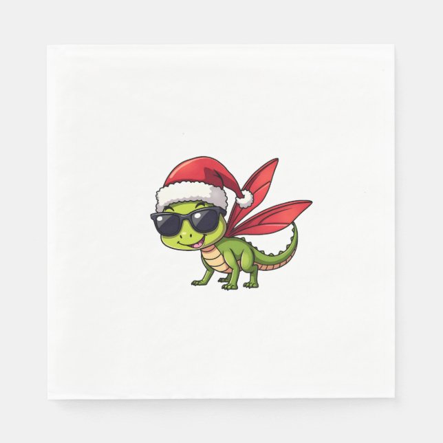 Christmas Dragonfly Santa Hat Funny Xmas Kids Napkin (Front)