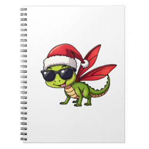Christmas Dragonfly Santa Hat Funny Xmas Kids Notebook