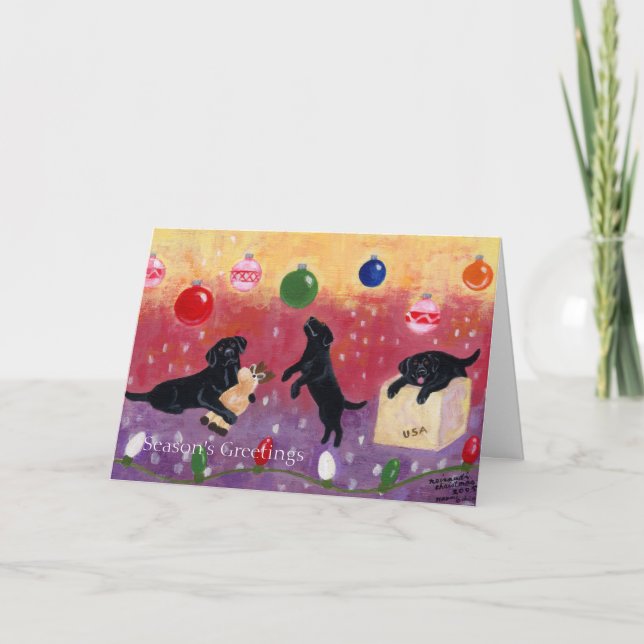 Christmas Dreaming Black Labrador Holiday Card (Front)