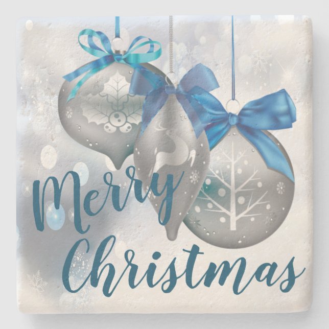 Christmas Drink Coasters Ornaments Winter Snowflak (Front)