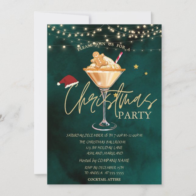 Christmas Drink Gingerbread Cookie Christmas Party Invitation (Front)
