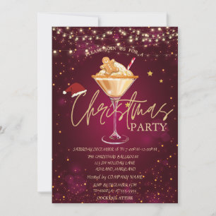 Christmas Drink Gingerbread Cookie Red Christmas Invitation