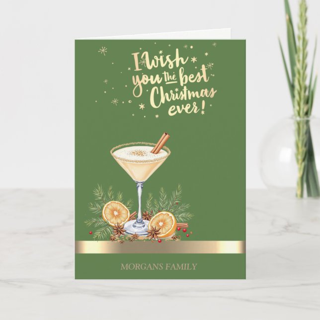 Christmas Drink Gold Stripe Green Holiday  (Front)