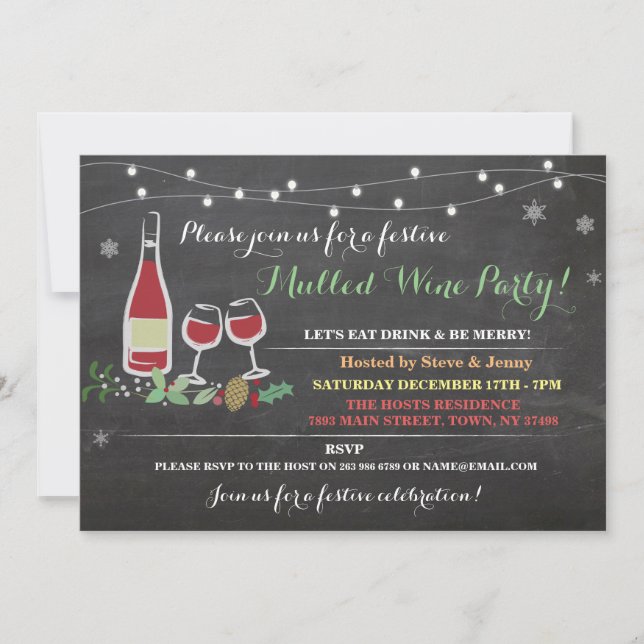 Christmas Drink Mulled Wine Merry Ice Party Invite (Front)