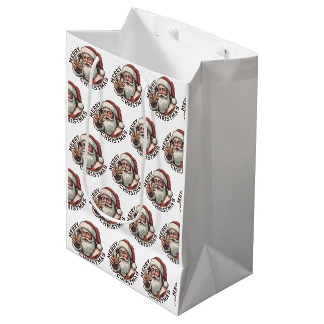 Christmas Drinking Bourbon Party Whiskey Lover  Medium Gift Bag (Front Angled)