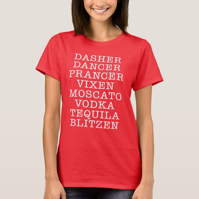 Christmas Drinking Holiday Party Reindeer Alcohol T-Shirt (Front)