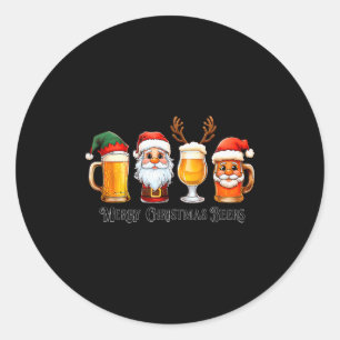 Christmas Drinking Merry Christmas Santa Beer  Classic Round Sticker