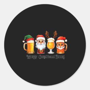 Christmas Drinking Merry Christmas Santa Beer  Classic Round Sticker