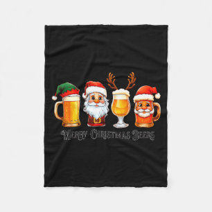 Christmas Drinking Merry Christmas Santa Beer  Fleece Blanket