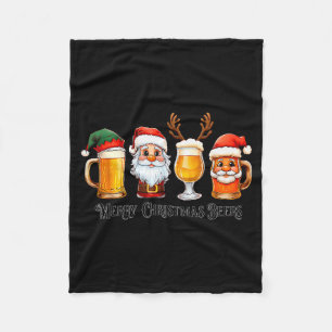 Christmas Drinking Merry Christmas Santa Beer  Fleece Blanket