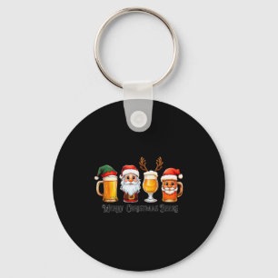 Christmas Drinking Merry Christmas Santa Beer Key Ring