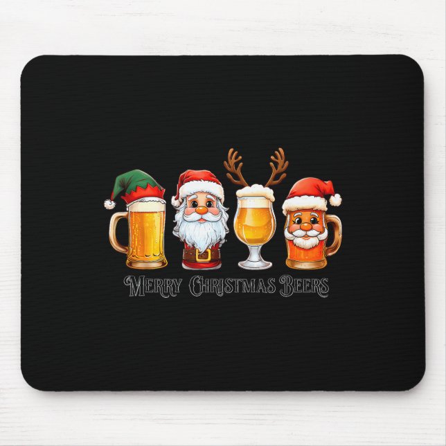 Christmas Drinking Merry Christmas Santa Beer  Mouse Mat (Front)
