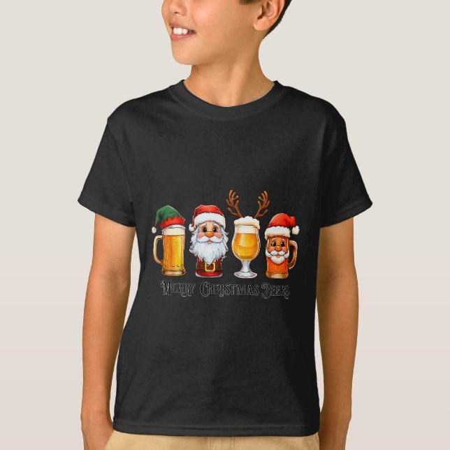 Christmas Drinking Merry Christmas Santa Beer  T-Shirt (Front)