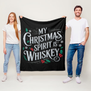 Christmas Drinking Whiskey Lovers Drinker Saying Fleece Blanket