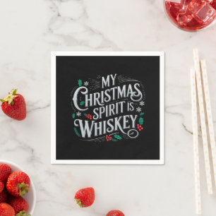 Christmas Drinking Whiskey Lovers Drinker Saying  Napkin