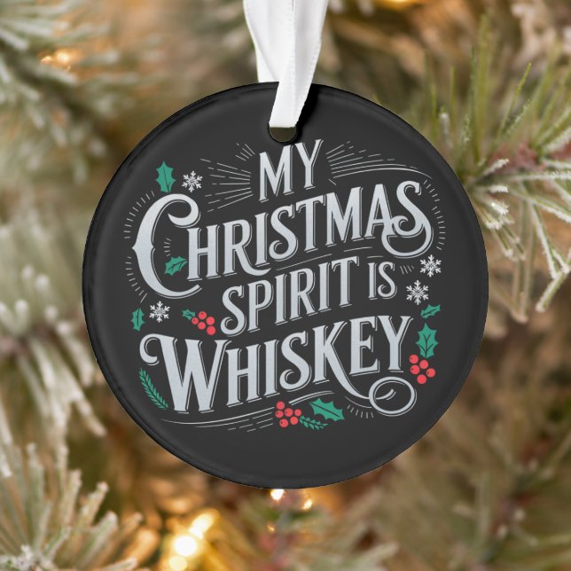 Christmas Drinking Whiskey Lovers Drinker Saying  Ornament (Tree)