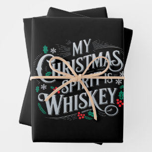 Christmas Drinking Whiskey Lovers Drinker Saying Wrapping Paper Sheet