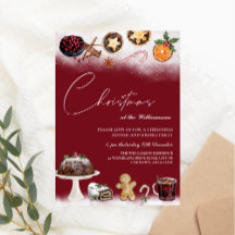 Christmas drinks and food dinner party invitation