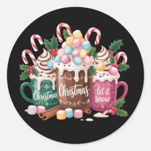 Christmas Drinks Pink Coquette Gingerbread Coffee Classic Round Sticker