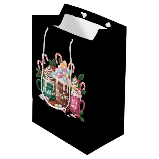 Christmas Drinks Pink Coquette Gingerbread Coffee  Medium Gift Bag (Front Angled)