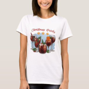 Christmas Drinks Watercolor Print   Festive Mulled T-Shirt