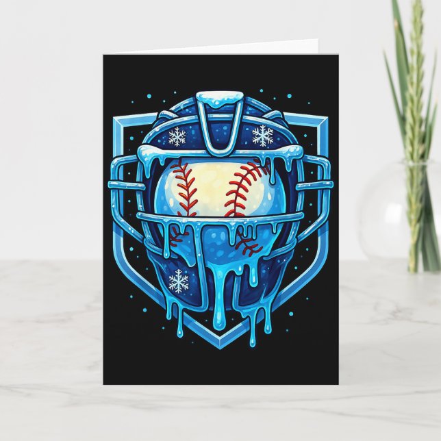Christmas Drip Baseball Catcher Mask Ice Cream Dri Card (Front)