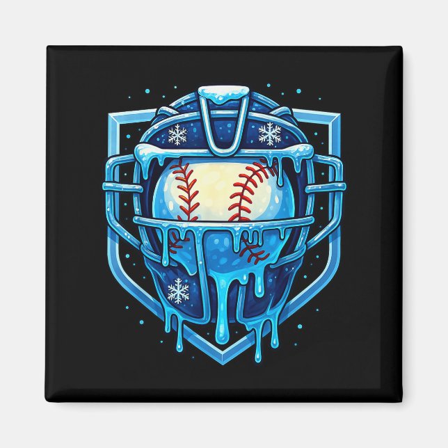 Christmas Drip Baseball Catcher Mask Ice Cream Dri Magnet (Front)