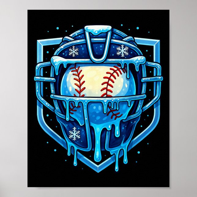 Christmas Drip Baseball Catcher Mask Ice Cream Dri Poster (Front)