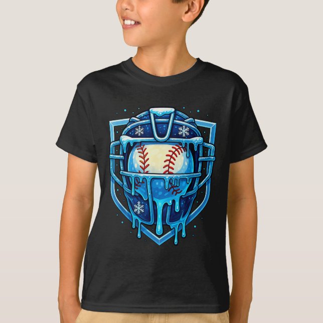 Christmas Drip Baseball Catcher Mask Ice Cream Dri T-Shirt (Front)