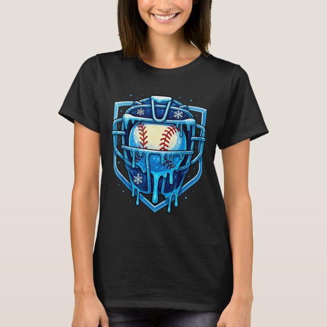 Christmas Drip Baseball Catcher Mask Ice Cream Dri T-Shirt (Front)