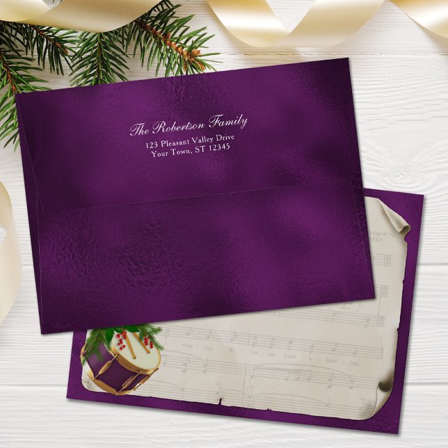 Christmas Drum Vintage Sheet Music Purple Envelope (Creator Uploaded)