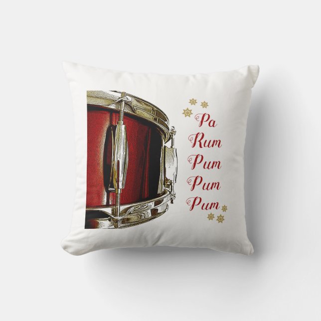 Christmas Drummer Boy Snare Drum Music Drumming Cushion (Front)