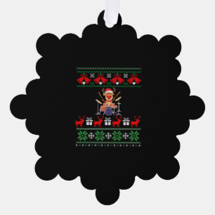 Christmas Drummer Reindeer Tree Decoration Card