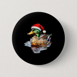 Christmas Duck Hunting Santa Xmas Light Country Ma 6 Cm Round Badge