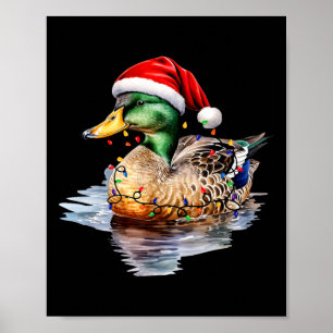 Christmas Duck Hunting Santa Xmas Light Country Ma Poster